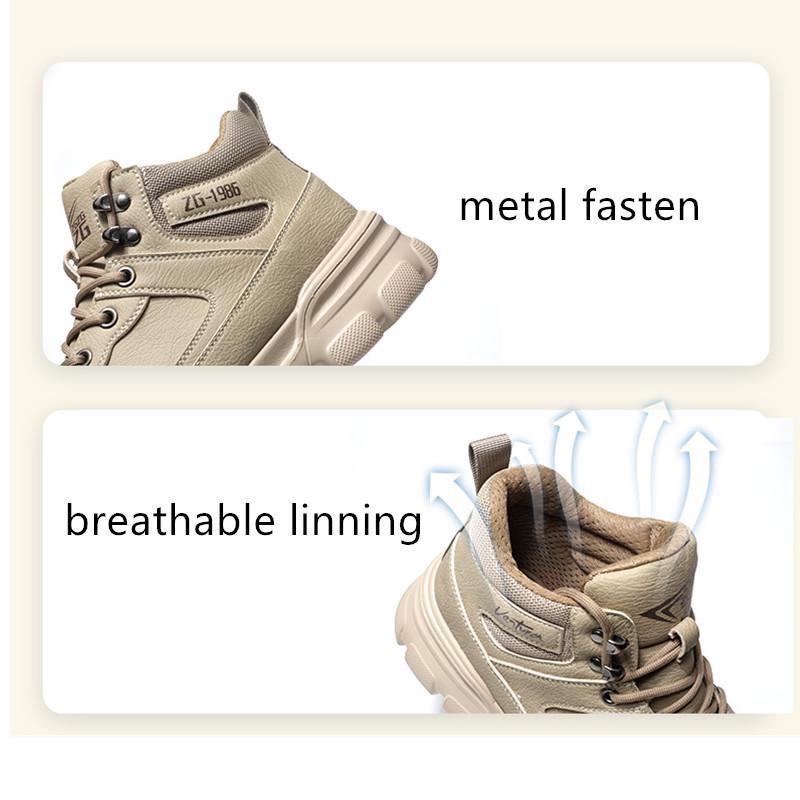 High Top Safety Shoes Men's Lightweight Steel Toe Work Boots Wear-resistant Protective Shoes