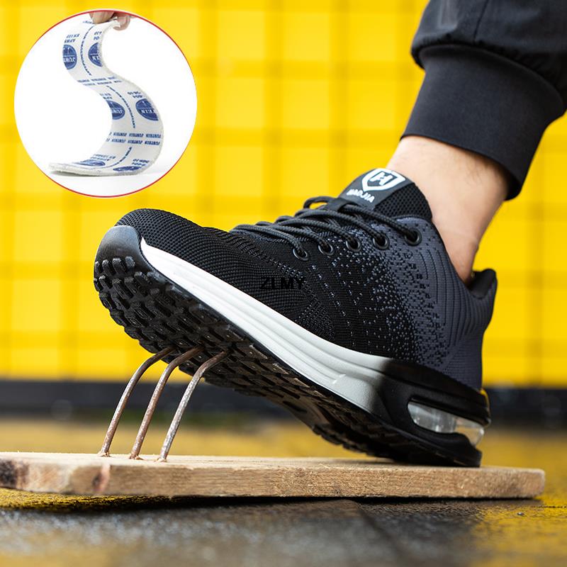 New Breathable Safety Shoes Men Women Steel Toe Work Boots Air Cushion Working Sneaker Puncture Proof Safety Work Boots Security