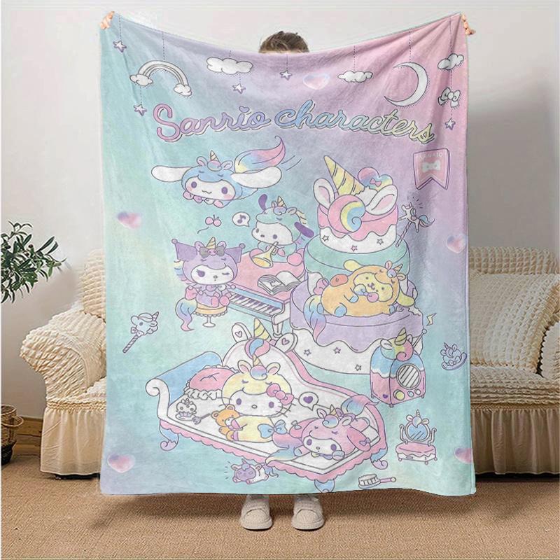 

1pc Magical Elements Sanrio Characters Blanket Soft Warm Bedding Throw for Room Decor, Living Room, Travel, Camping, Car Blankets, Beach, Office Naps, 130x150cm