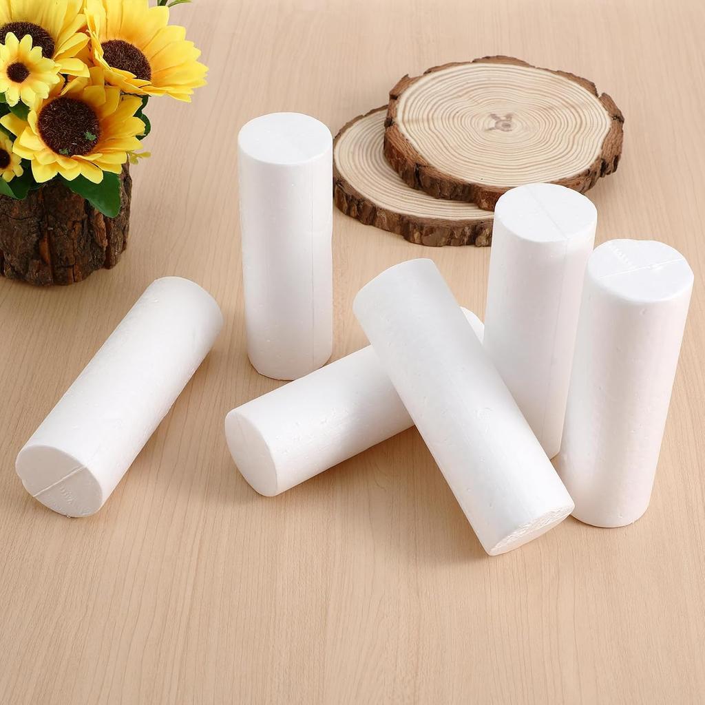 Christmas Foam Cylinders for Craft, Cabilock 5.89 X 1.97inch White Craft Foam, 6pcs Foam Columns Polystyrene Foam Rods for Modeling DIY Crafts and