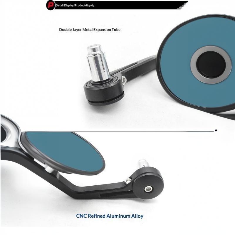 22mm Motorcycle Bar End Rearview Mirror with Complete Install Hardware Fit 17-19mm Handlebar Bore for DIY Modification