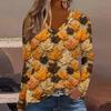 Women's autumn and winter fashion digital printed casual long sleeved T-shirt