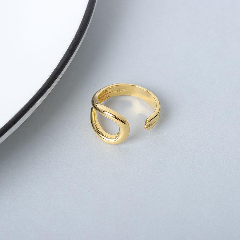 Fashion Personalized Index Finger Ring Niche Design Geometric Twist Open Ring Temperament Retro Couple Ring for Girlfriend Simple Geometric Ring