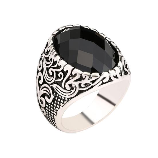 Mode Totem Gesneden Mannen Vingerring Ovaal Legering Feest Club Sieraden Verjaardagscadeau