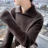 Women's Pure Wool High-Neck Buttoned Pullover - Long-Sleeved Knitted Sweater for Autumn/Winter