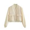 Women S Stand Collar Big Pocket Casual Spring Autumn Jacket