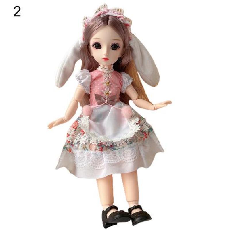 30CM Mini Movable 23Jointed Doll Girls Toy 3D Big Eyes BJD Princess Full Outfits Dresses  Collection Childrens Doll Gift