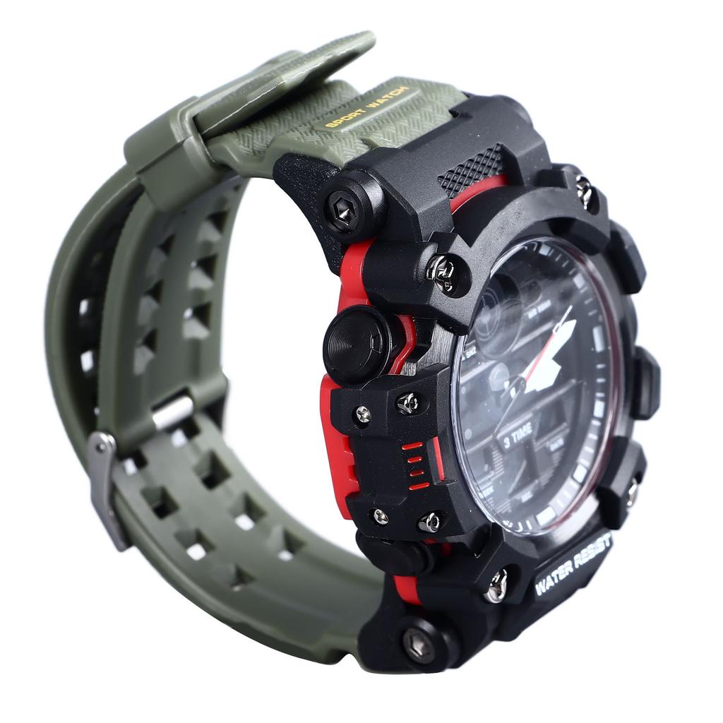 Men Analog Digital Chronograph Watch Water Resistant Dual Time LED Backlight 12/24 Hour Format