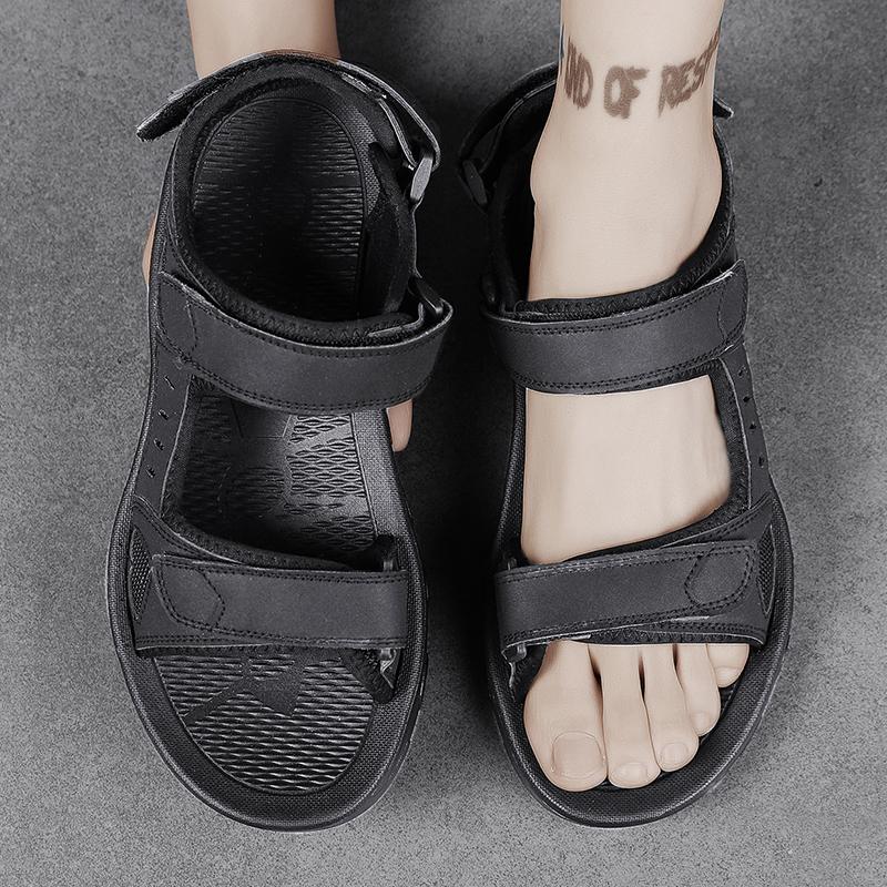 Fashion Brown Genuine Leather Men Sandals Summer New Large Size Sandals Outdoor Men's Casual Shoes Fashion Sandals Slippers Big Size 47