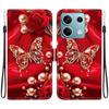 Handmade PU Leather Flip Case for Xiaomi Redmi Note 13 (5G) Anti-Slip Shockproof Cover with Wrist Strap & Heart/Rose Cat Designs