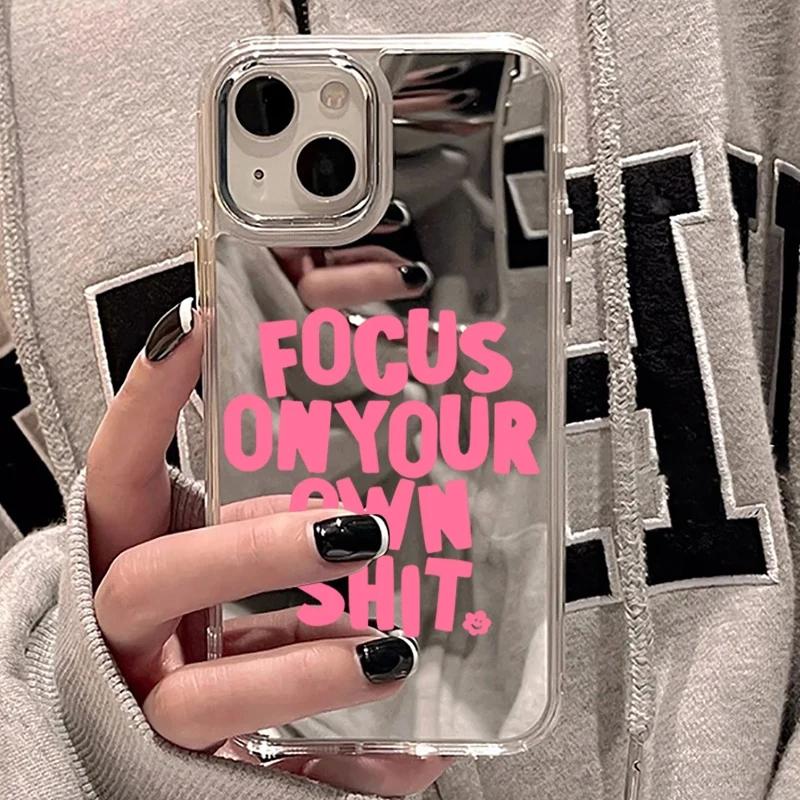 Trendy Quotes & Colorful Letter Makeup Mirror Phone Case For iPhone 17 AIR 16 15 14 13 12 11 PRO MAX PLUS Y2K Shockproof Cover