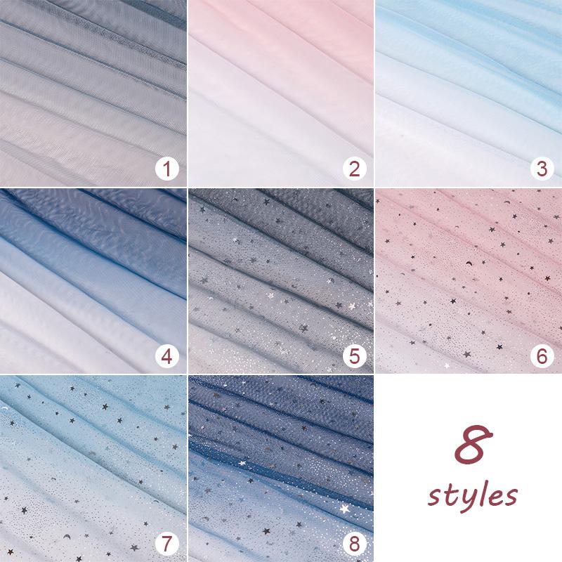 1M Gradientowa przędza Tiul Organza Tkanina Błyszczący tiul w gwiazdki Do szycia Sukienka Spódnica Materiał Zasłona Manikiur Tło do zdjęć Przędza