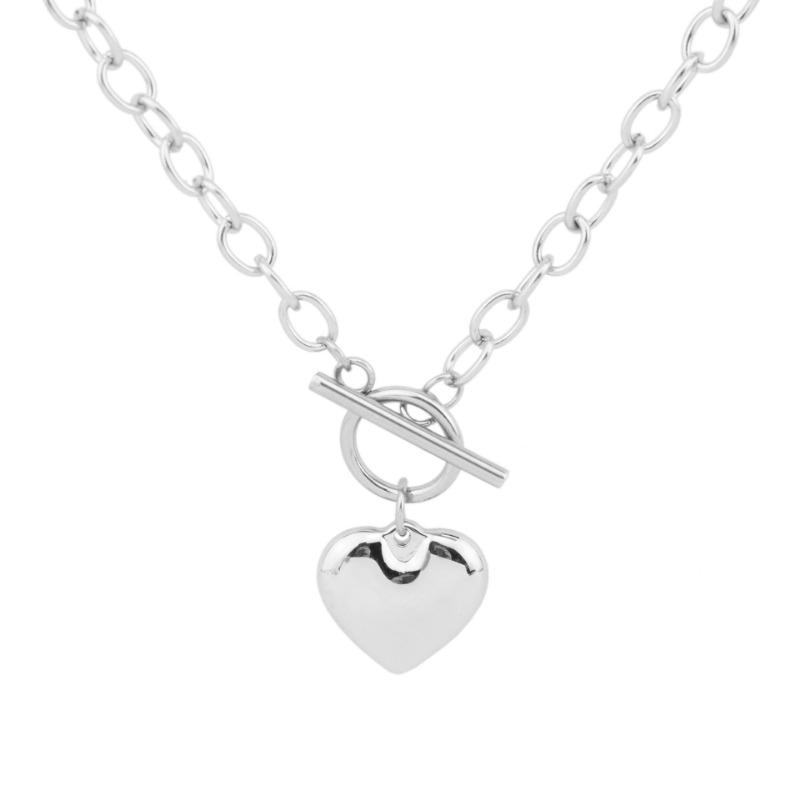 Women Stainless Steel Love Heart Ot Buckle Original Clavicle Chain Necklace