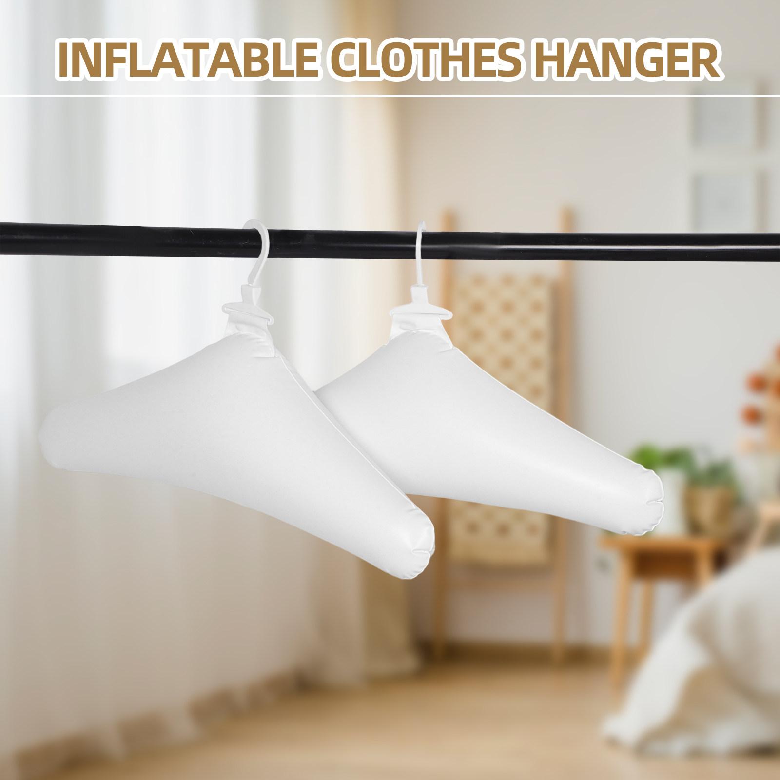 3Pcs Inflatable Clothes Hangers Foldable Portable Travel Drying Wrinkle Resistant Closet Organizer Lightweight Clothes Holder bianco