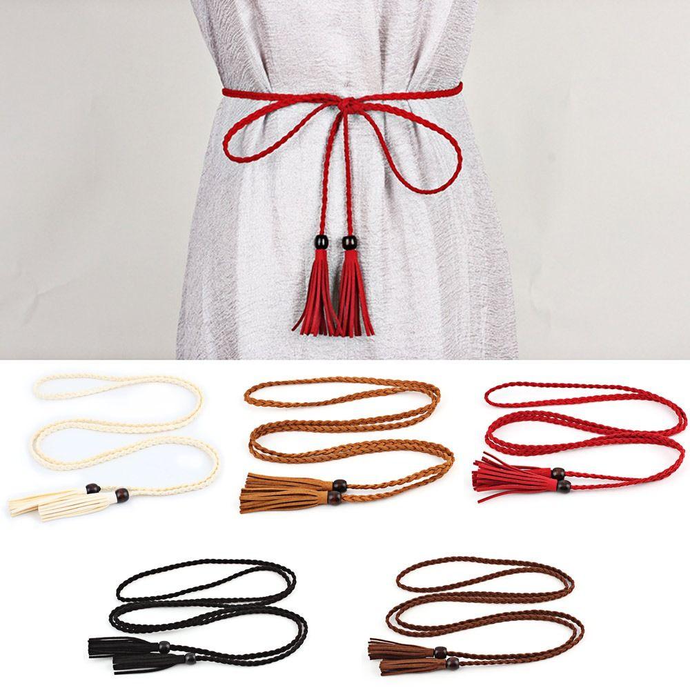 Adjustable Waist Chain Braided Braided Belts Multi-application Tassel Belt