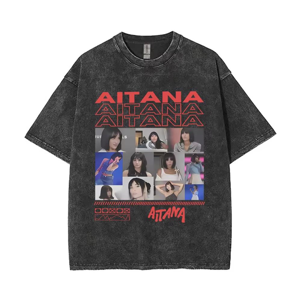 I Love Aitana CUARTO AZUL Washed Vintage Tshirt Men Women Fashion Pop Music TShirts Unisex Casual Oversized Short Sleeve Tshirt