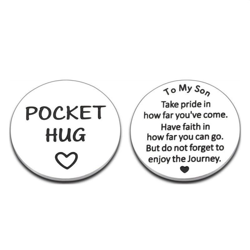 

Gift Hug Blessing Pocket Hug Series Stainless Steel Decision Coin Can Be Designed Stainless Steel Keychain for Backpack Bag Pendant 3*3CM