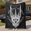 1pc Dragon Skull Tattoo  - Throw Blanket, Soft, Flannel Blankets, Living Room,  All Seasons Use-1021040