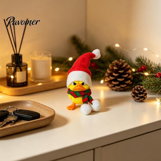 Décoration de pièce amusante et festive, Ornement Petit Canard de Noël, Figurine Mignonne Imprimée en 3D, Animaux Figurine Amovible pour la Maison et Design Foulard,