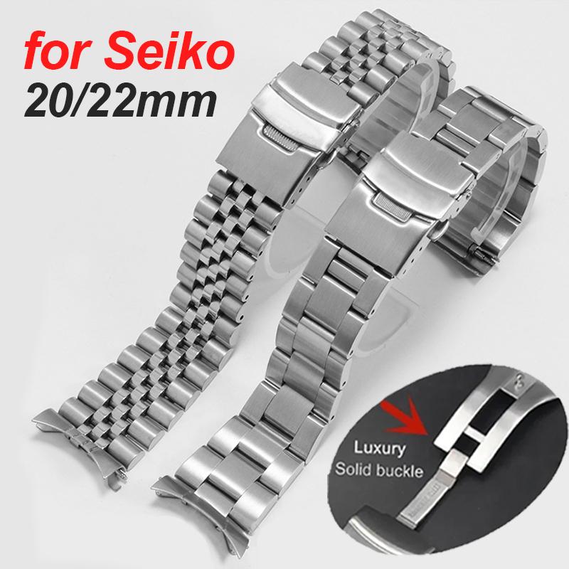 Solidna Stalowa Bransoleta do Zegarka Seiko Luksusowa z Zakrzywionym Końcem Pasek do Zegarka Oyster 20mm 22mm Pasek do Zegarka Jubilee Akcesorium