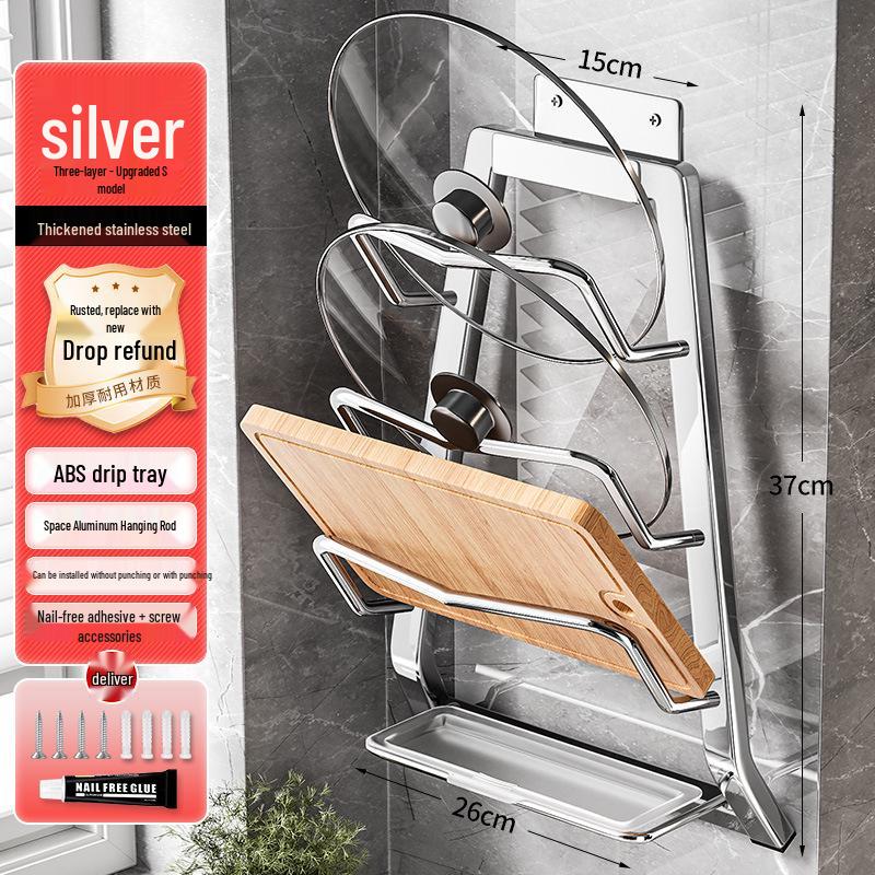 Multi-functional Kitchen Countertop Rack for Pot Lids, Spoons, and Spatulas