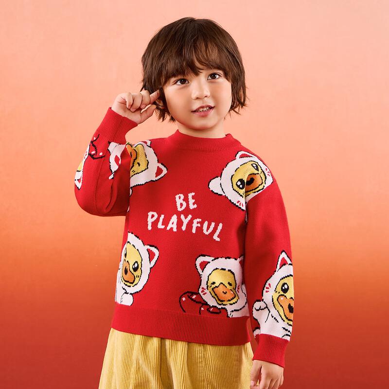 B.Duck Kids  Chinese New Year Red Winter Sweater 120