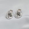 Gold-Tone Geometric Twist Earrings: Fashionable and Versatile Multi-Layer Braided Earrings for Women.