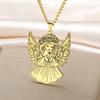  Fashion Angel Girl Necklace for Women Stainless Steel Elegant Pray Amulet Pendant Chain Birthday Jewelry Best Gift