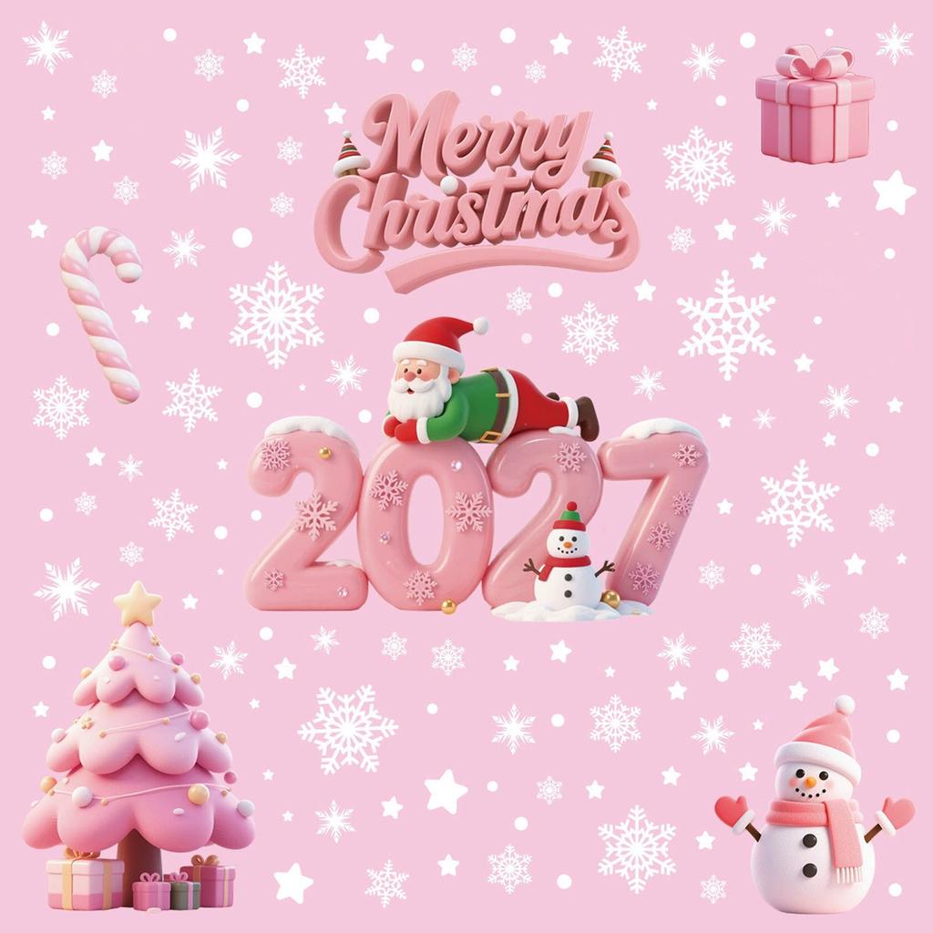 2027 Christmas Window Clings Snowflake Static Stickers for Glass Window, Holiday Door Decor