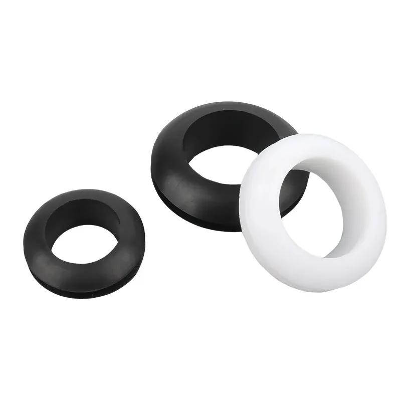 Grommet 3~80mm Black/White PVC Rubber Double Sided Protective Coil Seal Gasket Out Hole Wire O-ring for Protects Wire Cable Hole