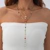 European and American Sense Y-shaped Fringed Necklace Women, Creative Color Double-layer Cross Pendant Collarbone Chain Necklace