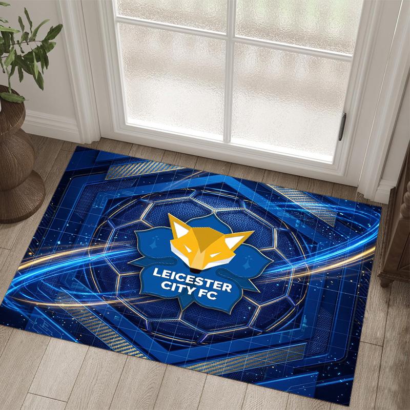 Leicester City Football Design Crystal Velvet Carpet Cozy Non?Slip Printed Rug For Bedroom Living Room Entrance