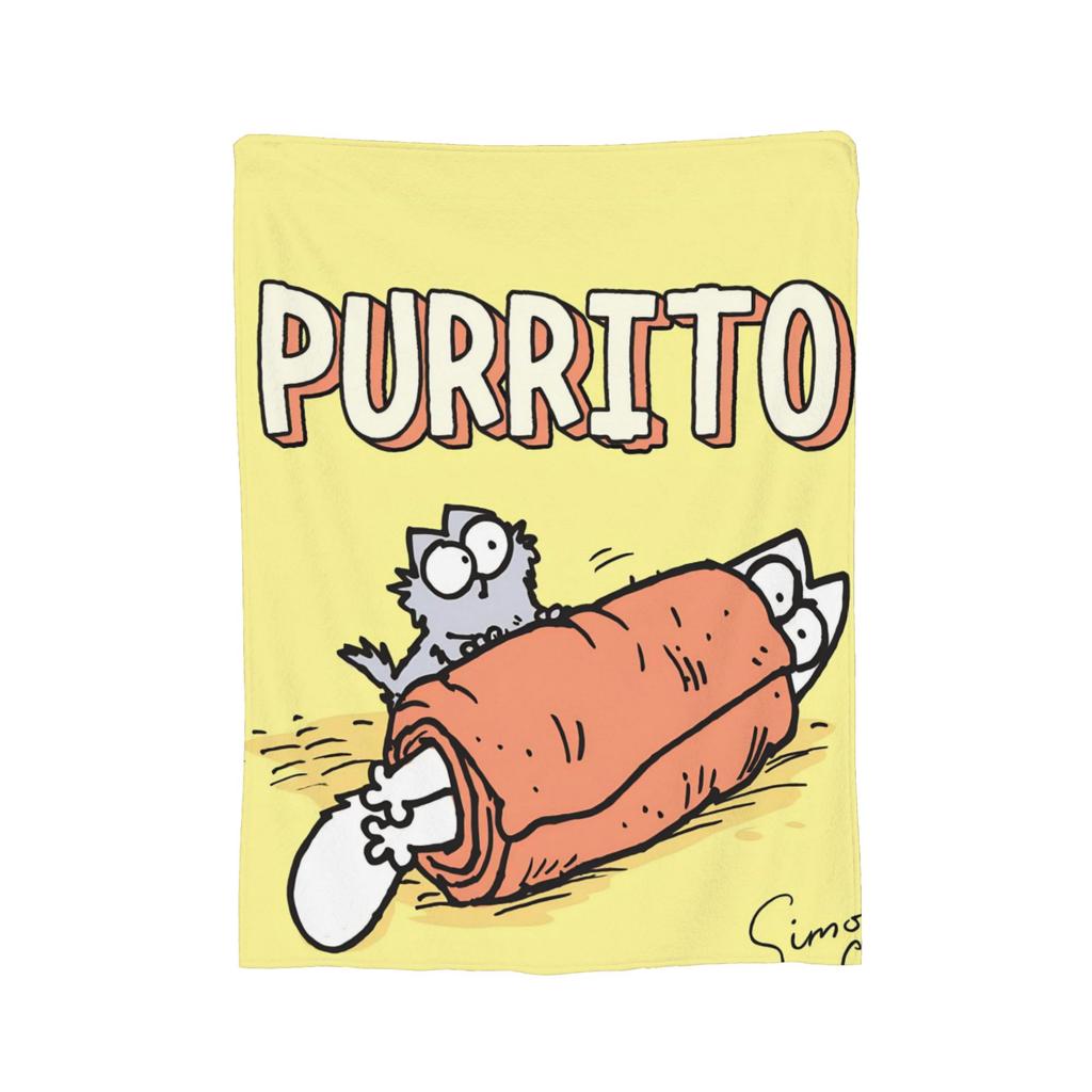 Simons Cat Humorous Cat Flannel Blankets Novelty Throw Blankets for Home Hotel Sofa 125*100cm Bedspreads,