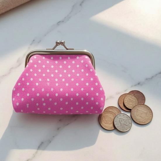 Women Coin Purse, Polka Dot Printing Mini Lightweight Pouch, Pocket Size Kiss Lock Coin Pouch, for Coins Earrings Hair Ties Small Items