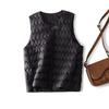 Gilet leggero in piuma d'anatra bianco con scollo rotondo e a V, senza maniche, gilet interno in piuma