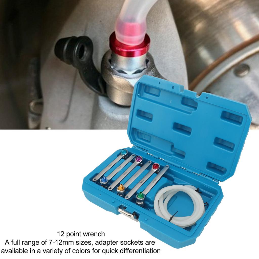 Bleed Brake Fluid Spanner Kit Brake Bleeding Wrenches Efficient Bleeding High Hardness Silicone Hose with Storage Box for Car