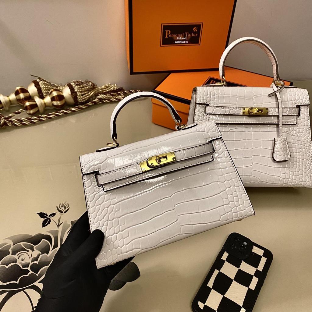 Europese & Amerikaanse Retro Krokodillenpatroon Kelly Enkelbandige Crossbody Tas: High-End, Modieuze, Lichte Luxe Handtas voor Dames