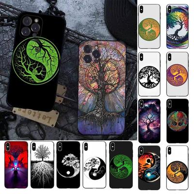 Husă Telefon Efect Grăunțos Lemn Brut Arborele Vieții Yin Yang pentru iPhone 8 7 6 6S Plus X SE 2020 XR XS 14 11 12 13 Mini Pro Max Mobil