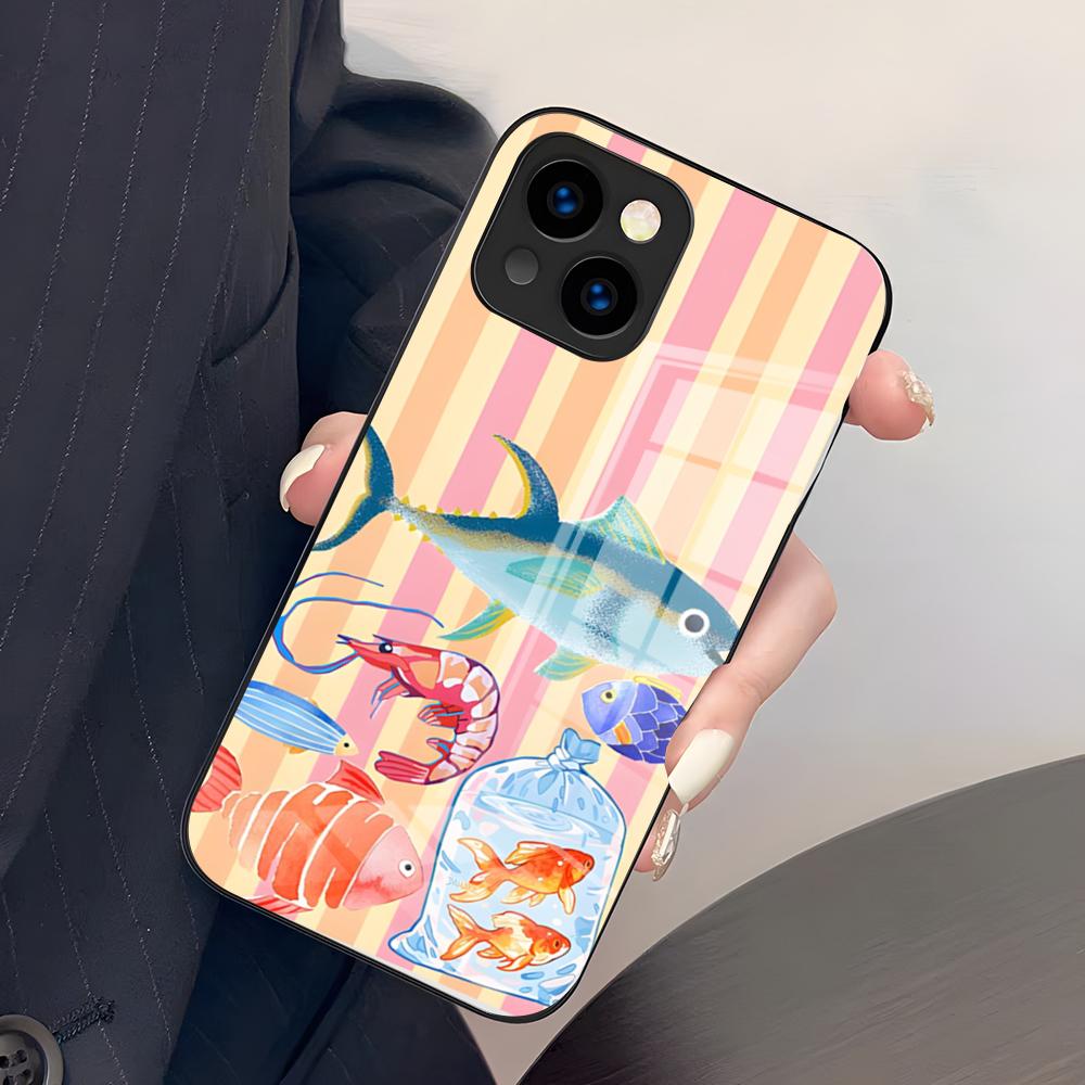 Sardinen Handyhülle Für IPhone 17 Pro Max 15 Pro 16 14 Plus 12 13 Mini 11 Pro Stoßfeste Glasabdeckung
