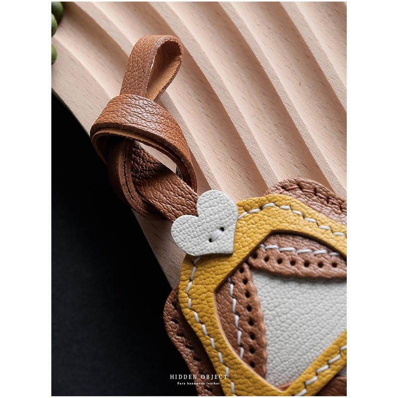 Porte-clés en cuir véritable en forme de citrouille accessoire décoratif fait main pour voiture