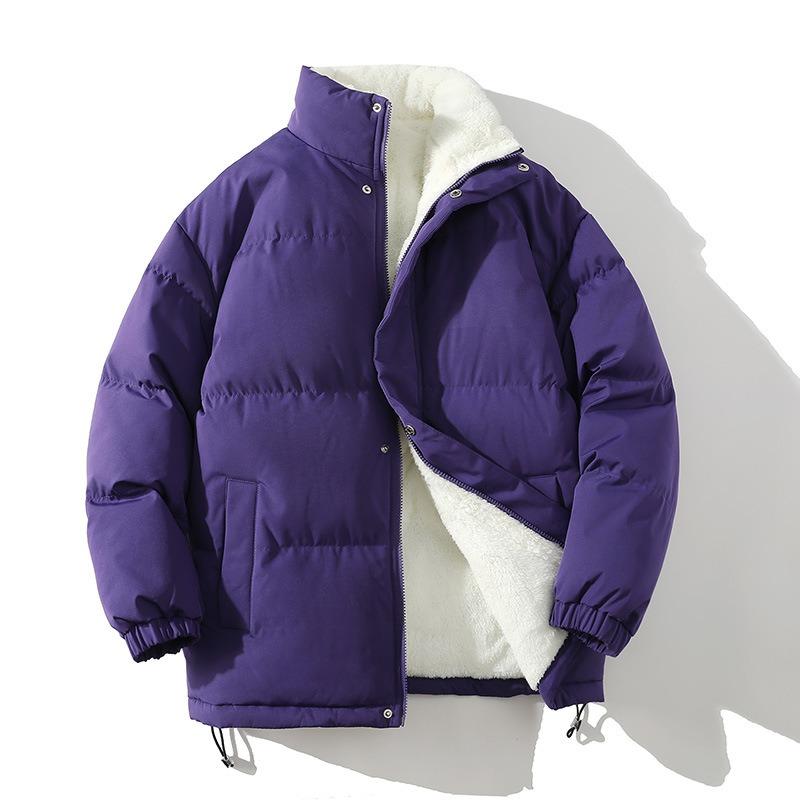 

Осень и зима высококачественный воротник-стойка многоцветный бархат утолщенный овечий бархат хлопковая одежда свободная повседневная хлеб мужской 3XL фиолетовый