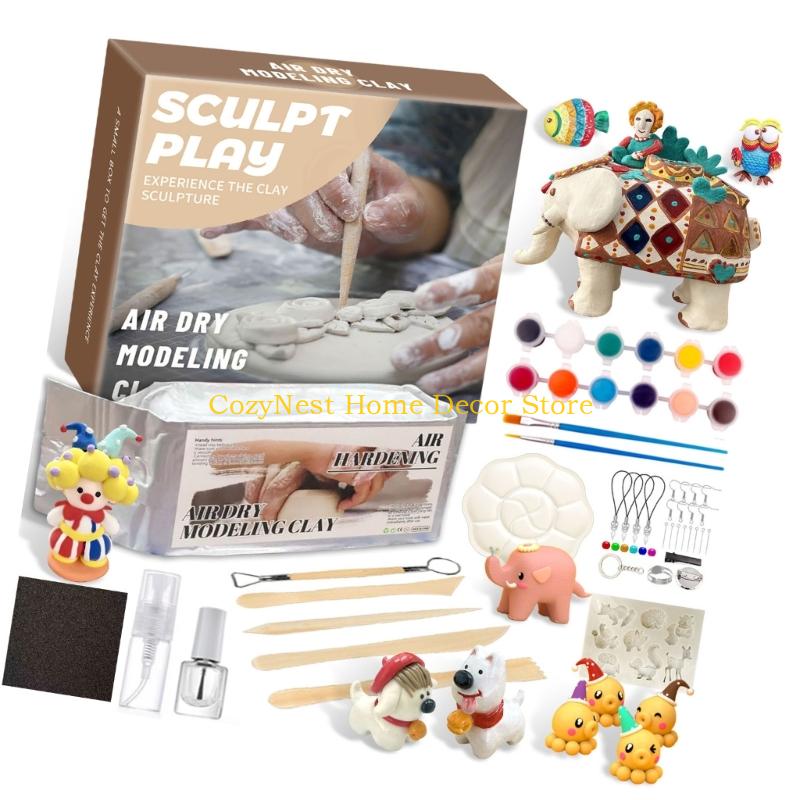 92MF Air Dry Clays Sculpting Set Safe for Kids Crafting Art Project