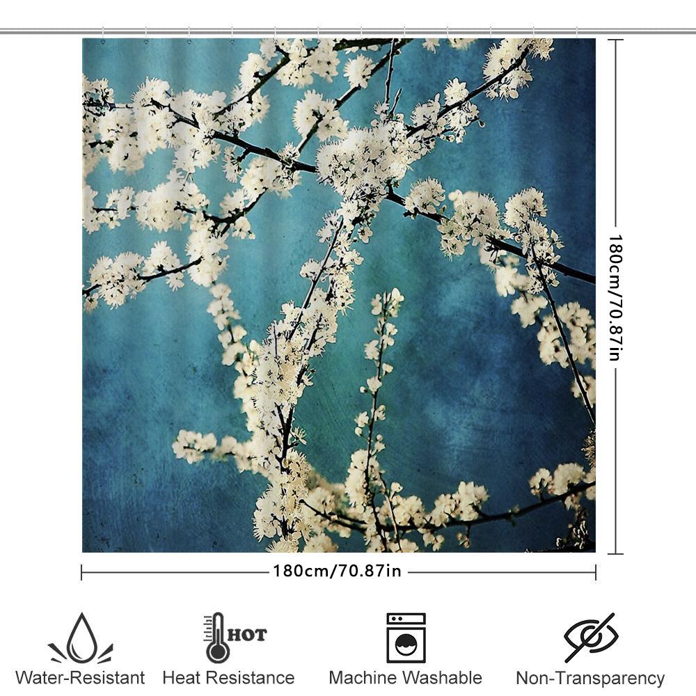 Květinový sprchový závěs Botanická modrá Příroda Rostlina Květ Koupelnová dekorace Vintage Selský styl Rustikální Vodotěsný Moderní bytový textil