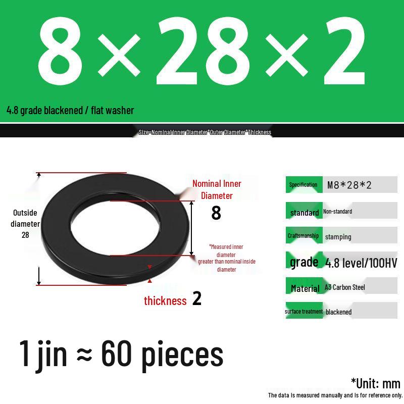 Blackened Enlarged Thickened Metal Washer - M3-M42