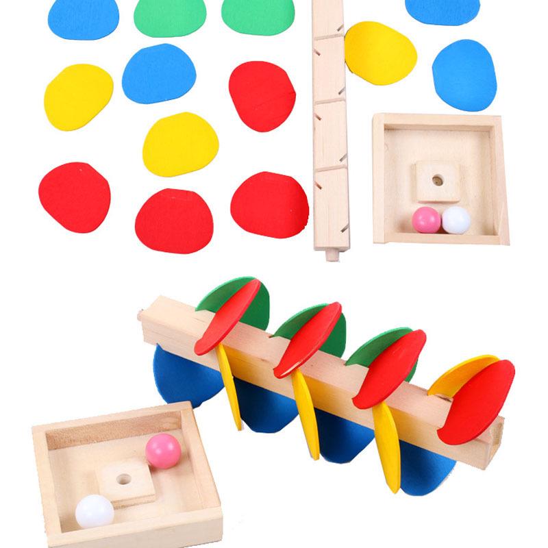1PC Wooden Tree Building Block Falling Ball Toy for Kids Montessori Toy Leaf Ball Toys Early Education Leaf Tower Ball Pouring