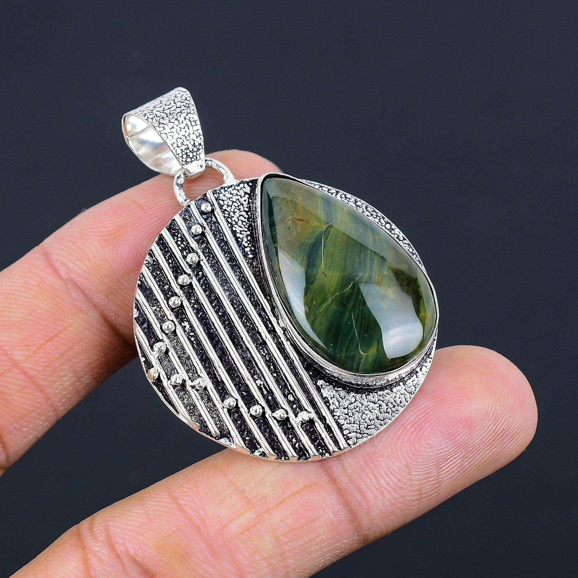 

Подвеска из натурального камня яшмы тропического леса, ювелирное изделие из стерлингового серебра 925 пробы для женщин