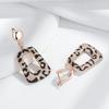 Shiny Natural Zircon Leopard Print Drop Earrings For Women Unique  Rose Gold And Black Plating Vintage Daily Jewelry