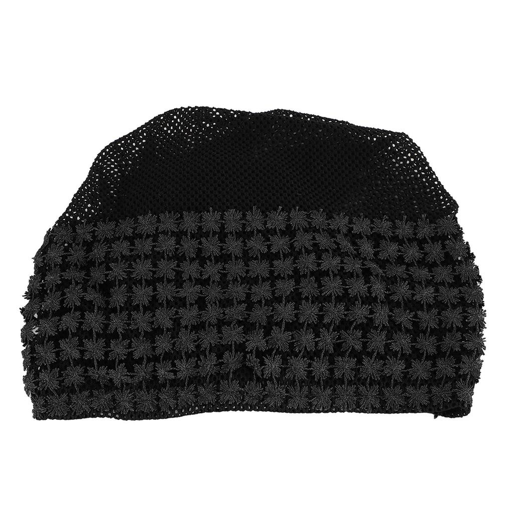 Soft Lace Bonnet Elastic Cotton Breathable Skin Friendly Women Lace Beanie for Daily Patient Black