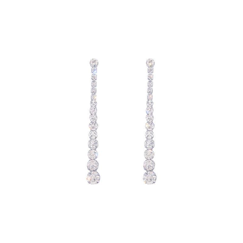 S925 Sterling Silver Elegant Long Tassel Earrings with Sparkling Zircon