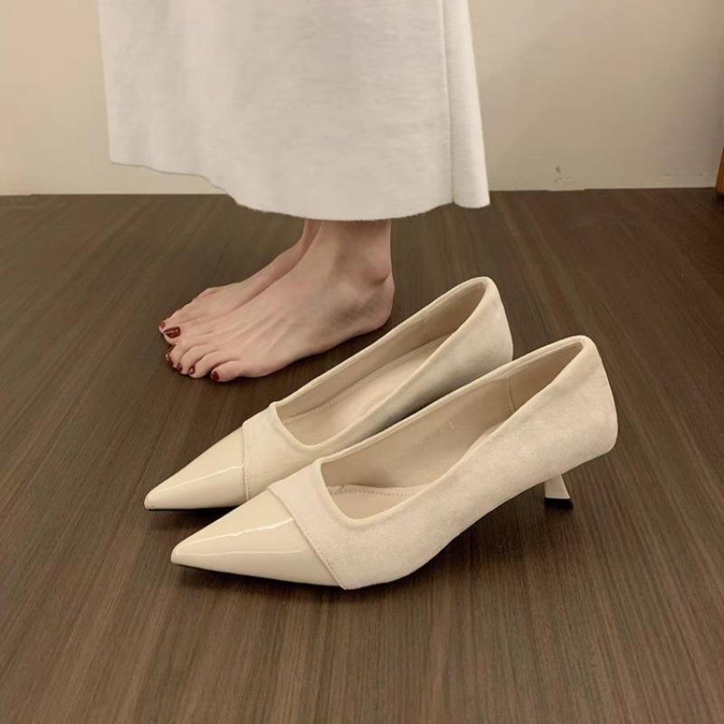

Мода 2025 Осень Женские Туфли-Лодочки Мода Острый Носок Неглубокие Слипоны Женские Одинарные Туфли Тонкий Высокий Каблук Уличные Платье Туфли-Лодочки 35 бежевый